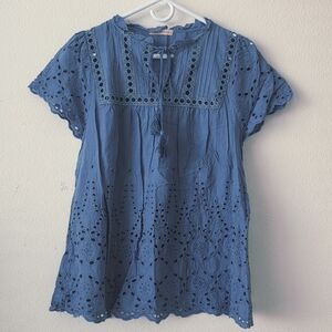 🚫SOLD🚫 NWOT Ces Femme boho blue blouse
